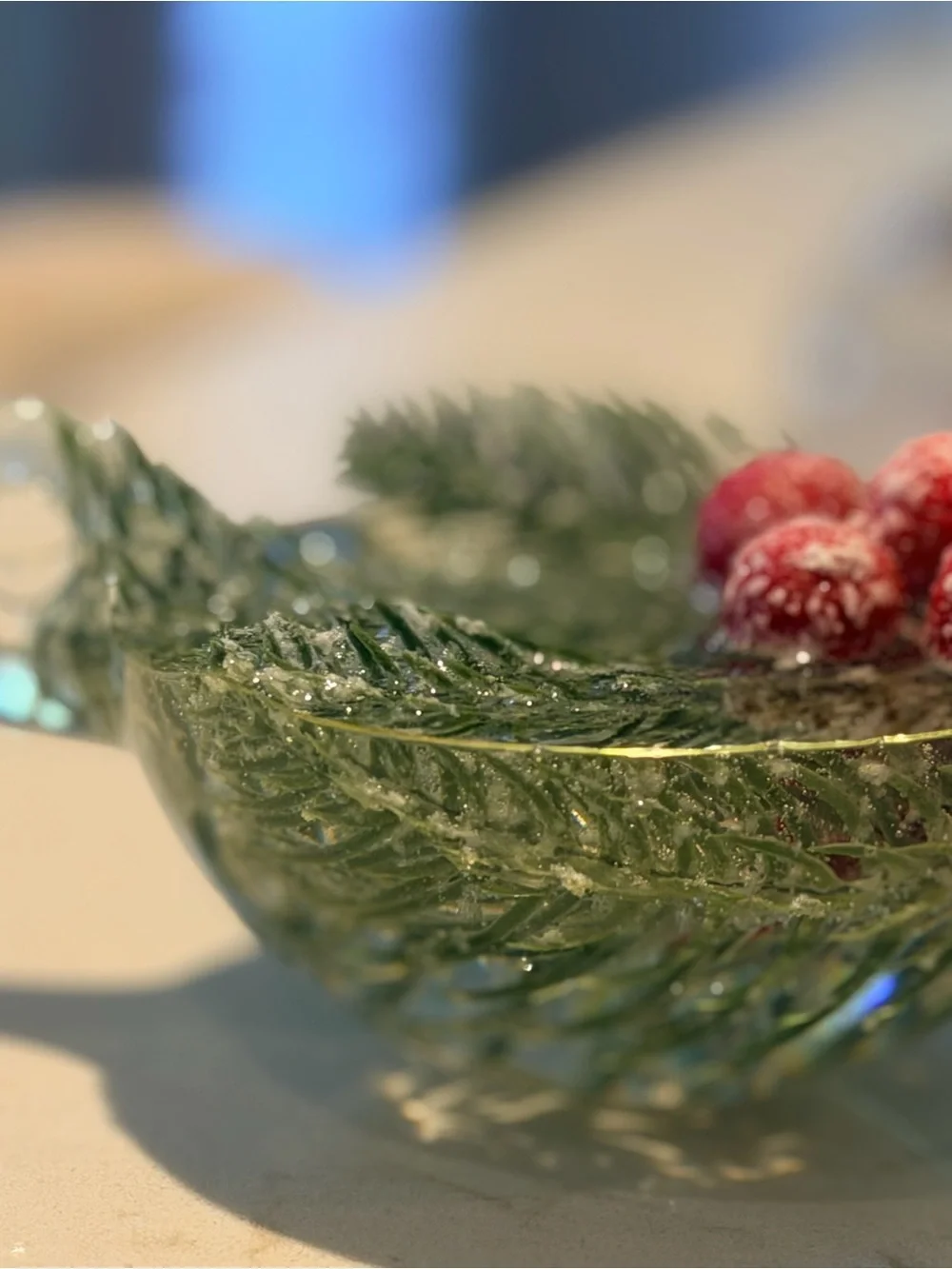 Holiday resin pine  with Red Frosted Berry Accents ornament